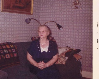 Mom Beem and the lamp - classic 1959 notice the mules on the wall